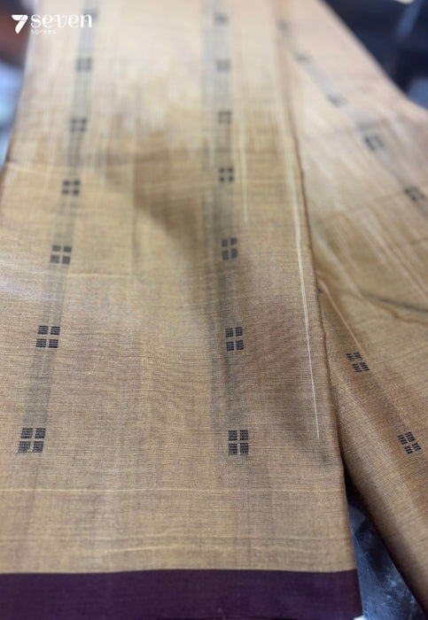 Lira Signature Seven Handloom Brown/Maroon Bangalore Pure Cotton Saree - Seven Sarees - Saree - Seven Sarees
