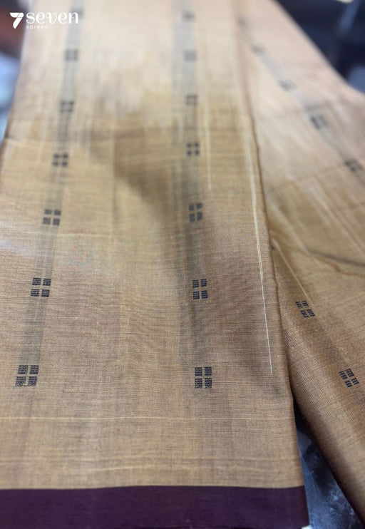 Lira Signature Seven Handloom Brown/Maroon Bangalore Pure Cotton Saree - Seven Sarees - Saree - Seven Sarees