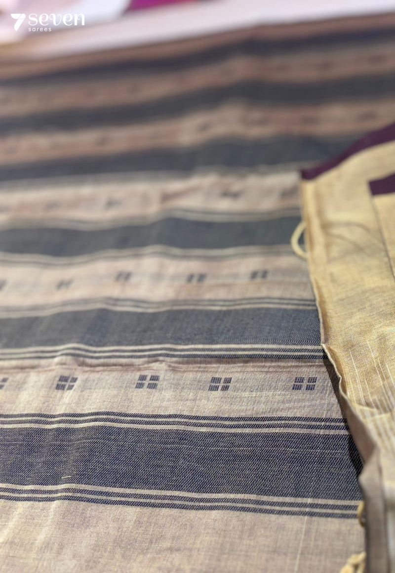 Lira Signature Seven Handloom Brown/Maroon Bangalore Pure Cotton Saree - Seven Sarees - Saree - Seven Sarees