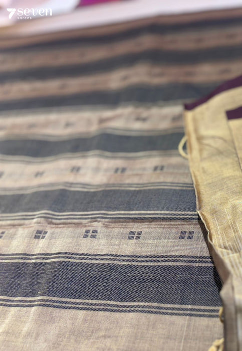 Lira Signature Seven Handloom Brown/Maroon Bangalore Pure Cotton Saree - Seven Sarees - Saree - Seven Sarees