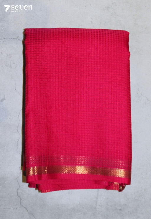 Liraya Maheshwari Handloom Red Silk Cotton Saree - Seven Sarees - Seven Sarees