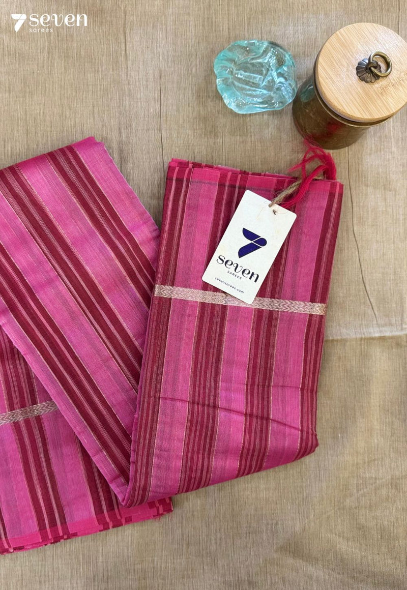 Lotus Haze Signature Seven Handloom Pink Bangalore Vegan Silk Saree - Seven Sarees - Saree - Seven Sarees