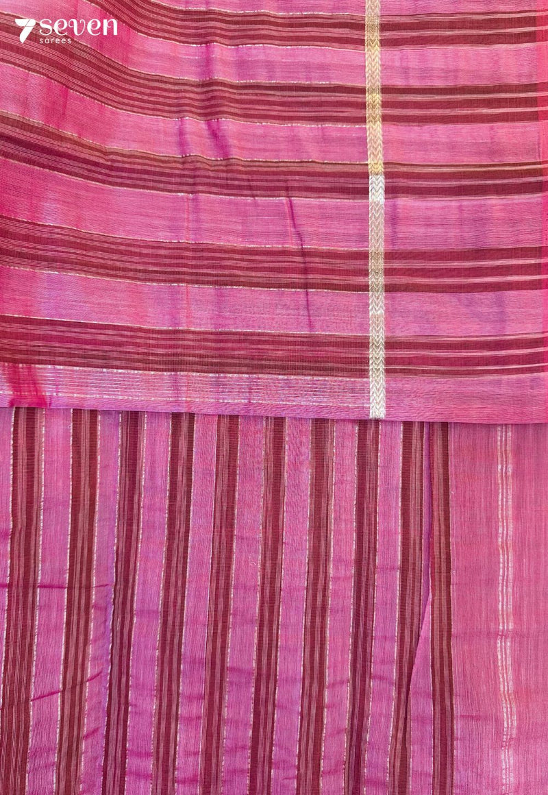 Lotus Haze Signature Seven Handloom Pink Bangalore Vegan Silk Saree - Seven Sarees - Saree - Seven Sarees