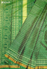 Lunari Patola Handloom Single Ikkat Green Pure Silk Saree|Silk Mark Certified - Seven Sarees - Saree - Seven Sarees