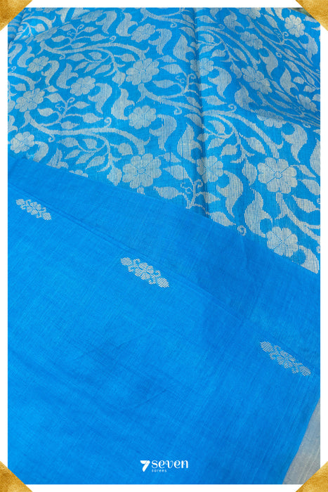 Lupine Chattisgarh Blue Pure Kosa Silk Saree|Silk Mark Certified