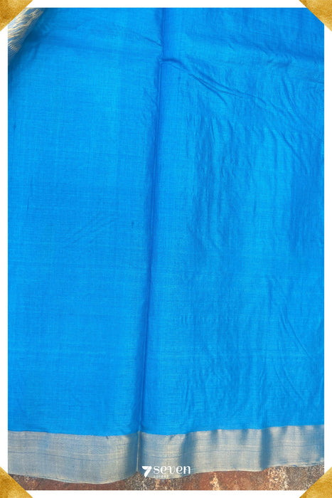 Lupine Chattisgarh Blue Pure Kosa Silk Saree|Silk Mark Certified - Seven Sarees - Saree - Seven Sarees