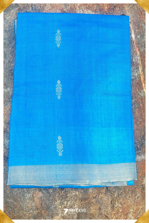 Lupine Chattisgarh Blue Pure Kosa Silk Saree|Silk Mark Certified - Seven Sarees - Saree - Seven Sarees