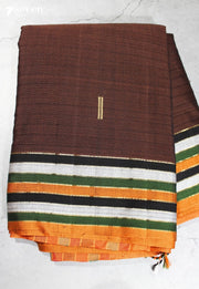 Maadhul Signature Seven Handloom Brown Bangalore Vegan Silk Saree - Seven Sarees - Saree - Seven Sarees