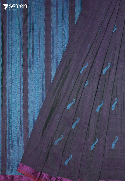 Maalvya Signature Seven Handloom Purple Bangalore Pure Cotton Saree - Seven Sarees - Saree - Seven Sarees