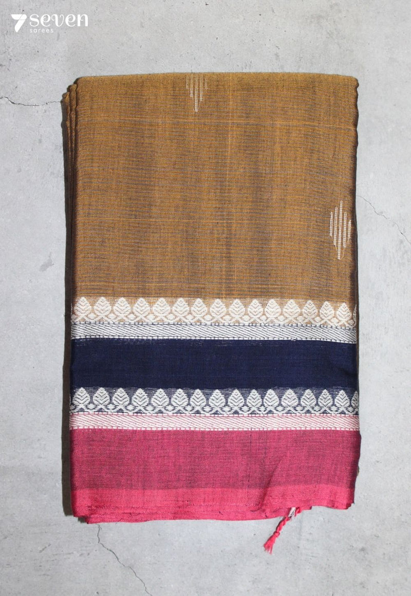 Maanira Signature Seven Handloom Brown Bangalore Pure Cotton Saree - Seven Sarees - Saree - Seven Sarees
