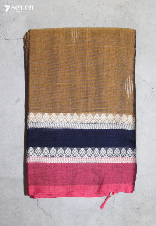 Maanira Signature Seven Handloom Brown Bangalore Pure Cotton Saree - Seven Sarees - Saree - Seven Sarees