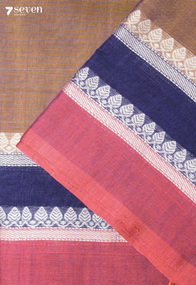 Maanira Signature Seven Handloom Brown Bangalore Pure Cotton Saree - Seven Sarees - Saree - Seven Sarees