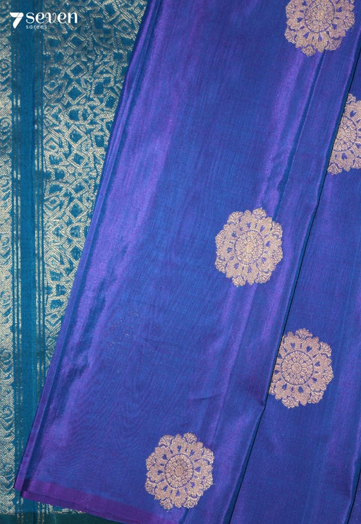 Maanvya Signature Seven Handloom Blue Bangalore Pure Silk Cotton Saree - Seven Sarees - Saree - Seven Sarees
