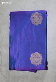 Maanvya Signature Seven Handloom Blue Bangalore Pure Silk Cotton Saree - Seven Sarees - Saree - Seven Sarees