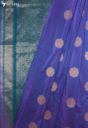 Maanvya Signature Seven Handloom Blue Bangalore Pure Silk Cotton Saree - Seven Sarees - Saree - Seven Sarees