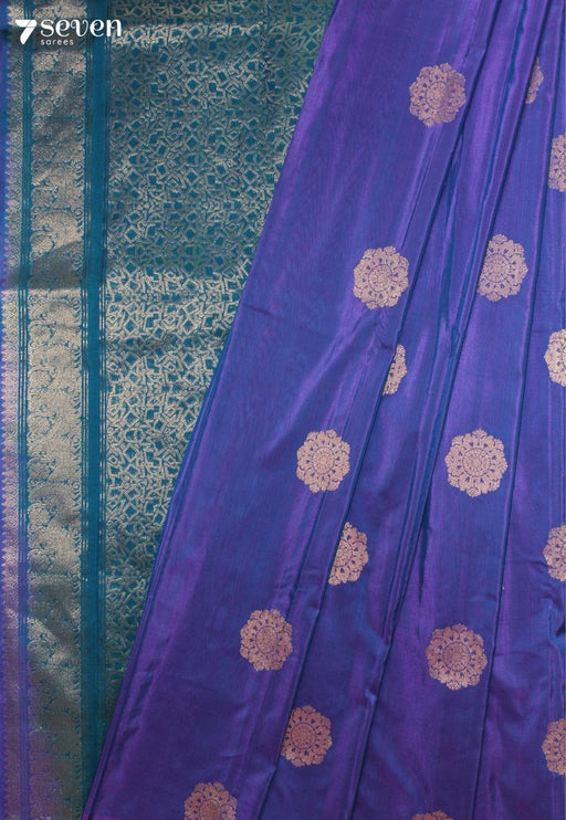 Maanvya Signature Seven Handloom Blue Bangalore Pure Silk Cotton Saree - Seven Sarees - Saree - Seven Sarees