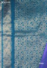 Maanvya Signature Seven Handloom Blue Bangalore Pure Silk Cotton Saree - Seven Sarees - Saree - Seven Sarees