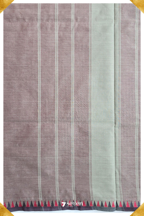 Madhamba Madurai Pink-Grey Pure Cotton Saree - Seven Sarees - Saree - Seven Sarees