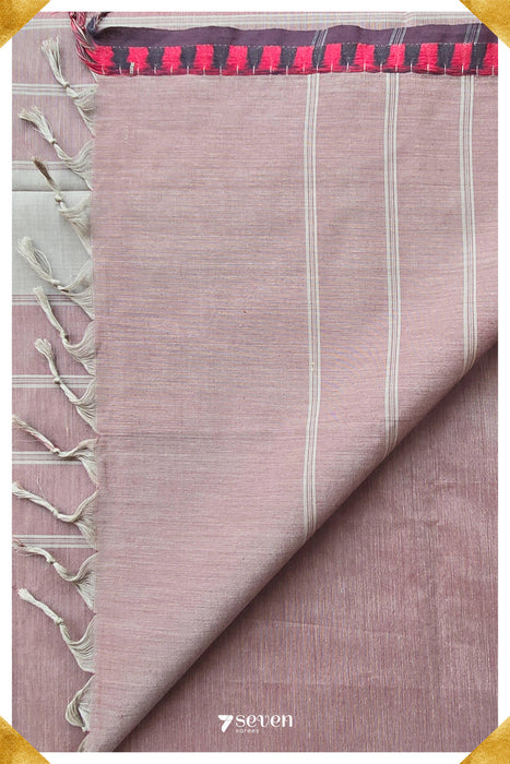 Madhamba Madurai Pink-Grey Pure Cotton Saree - Seven Sarees - Saree - Seven Sarees