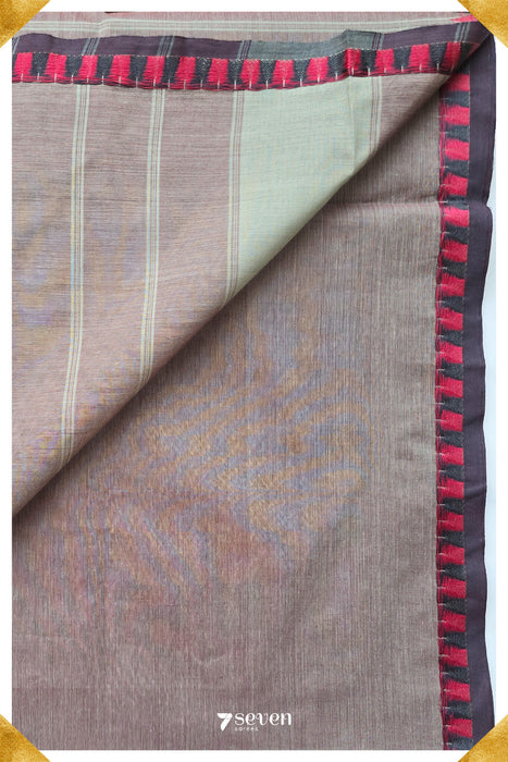 Madhamba Madurai Pink-Grey Pure Cotton Saree - Seven Sarees - Saree - Seven Sarees