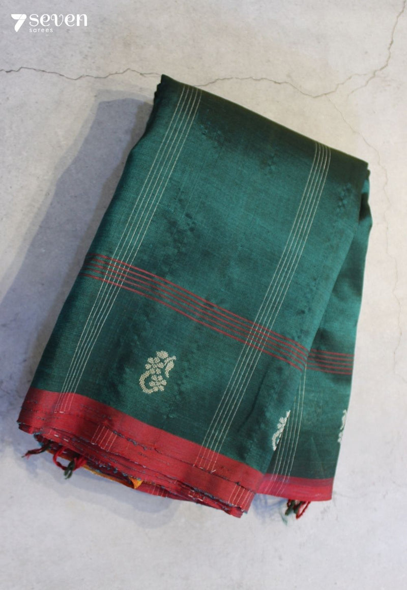 Maharajika Signature Seven Handloom Green Bangalore Vegan Silk Saree - Seven Sarees - Saree - Seven Sarees