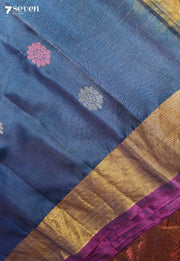 Mahenika Signature Seven Handloom Blue Bangalore Pure Silk Saree|Silk Mark Certified - Seven Sarees - Saree - Seven Sarees