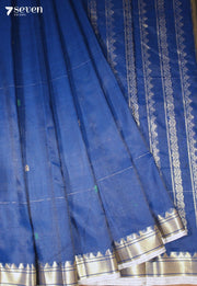 Mahishi Signature Seven Handloom Blue Bangalore Vegan Silk Saree - Seven Sarees - Saree - Seven Sarees
