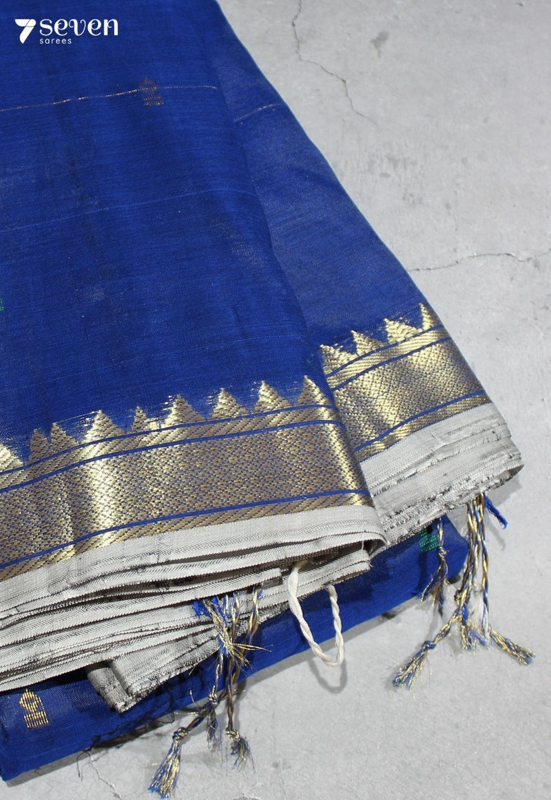 Mahishi Signature Seven Handloom Blue Bangalore Vegan Silk Saree - Seven Sarees - Saree - Seven Sarees