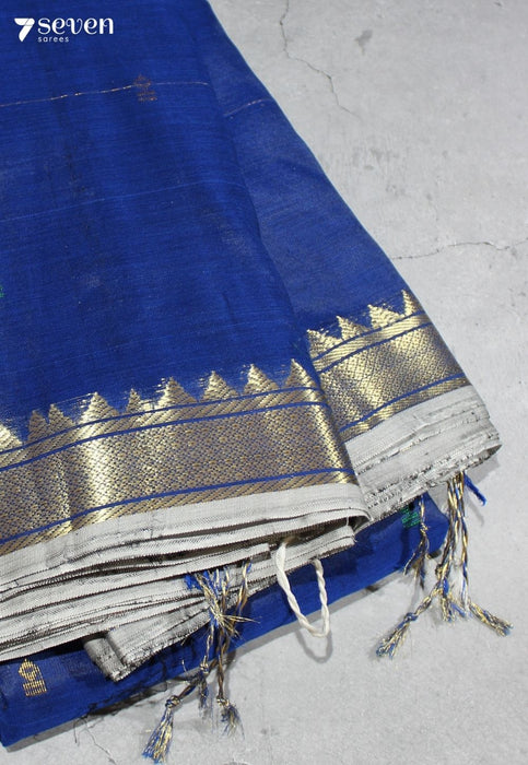 Mahishi Signature Seven Handloom Blue Bangalore Vegan Silk Saree - Seven Sarees - Saree - Seven Sarees