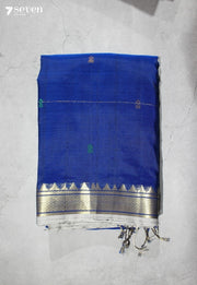 Mahishi Signature Seven Handloom Blue Bangalore Vegan Silk Saree - Seven Sarees - Saree - Seven Sarees