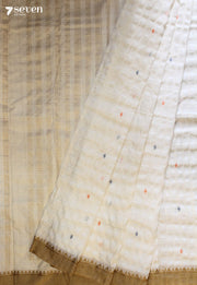 Maidol Signature Seven Handloom Off-White Bangalore Linen Cotton Saree - Seven Sarees - Saree - Seven Sarees