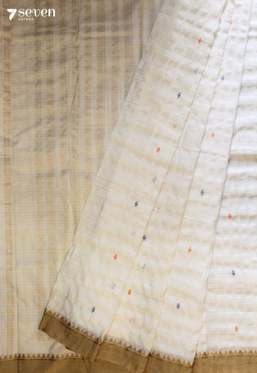 Maidol Signature Seven Handloom Off-White Bangalore Linen Cotton Saree - Seven Sarees - Saree - Seven Sarees