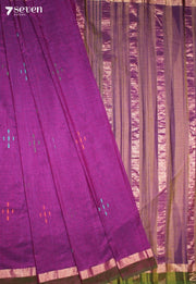 Mairava Signature Seven Handloom Purple Bangalore Pure Cotton Saree - Seven Sarees - Saree - Seven Sarees