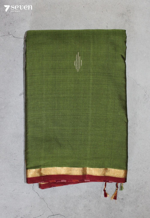 Mairuha Signature Seven Handloom Green Bangalore Pure Cotton Saree - Seven Sarees - Saree - Seven Sarees