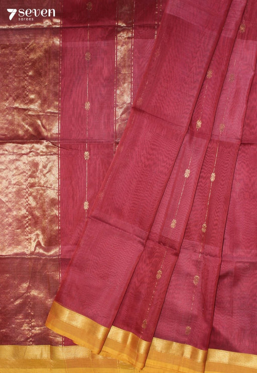 Mairusha Maheshwari Handloom Red Silk Cotton Saree - Seven Sarees - Seven Sarees