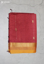 Mairusha Maheshwari Handloom Red Silk Cotton Saree - Seven Sarees - Seven Sarees