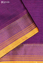Mairya Signature Seven Handloom Purple Bangalore Pure Cotton Saree - Seven Sarees - Saree - Seven Sarees