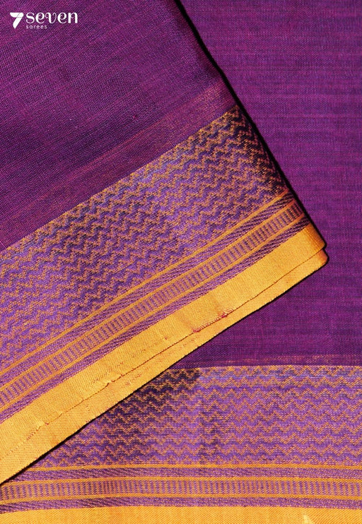Mairya Signature Seven Handloom Purple Bangalore Pure Cotton Saree - Seven Sarees - Saree - Seven Sarees