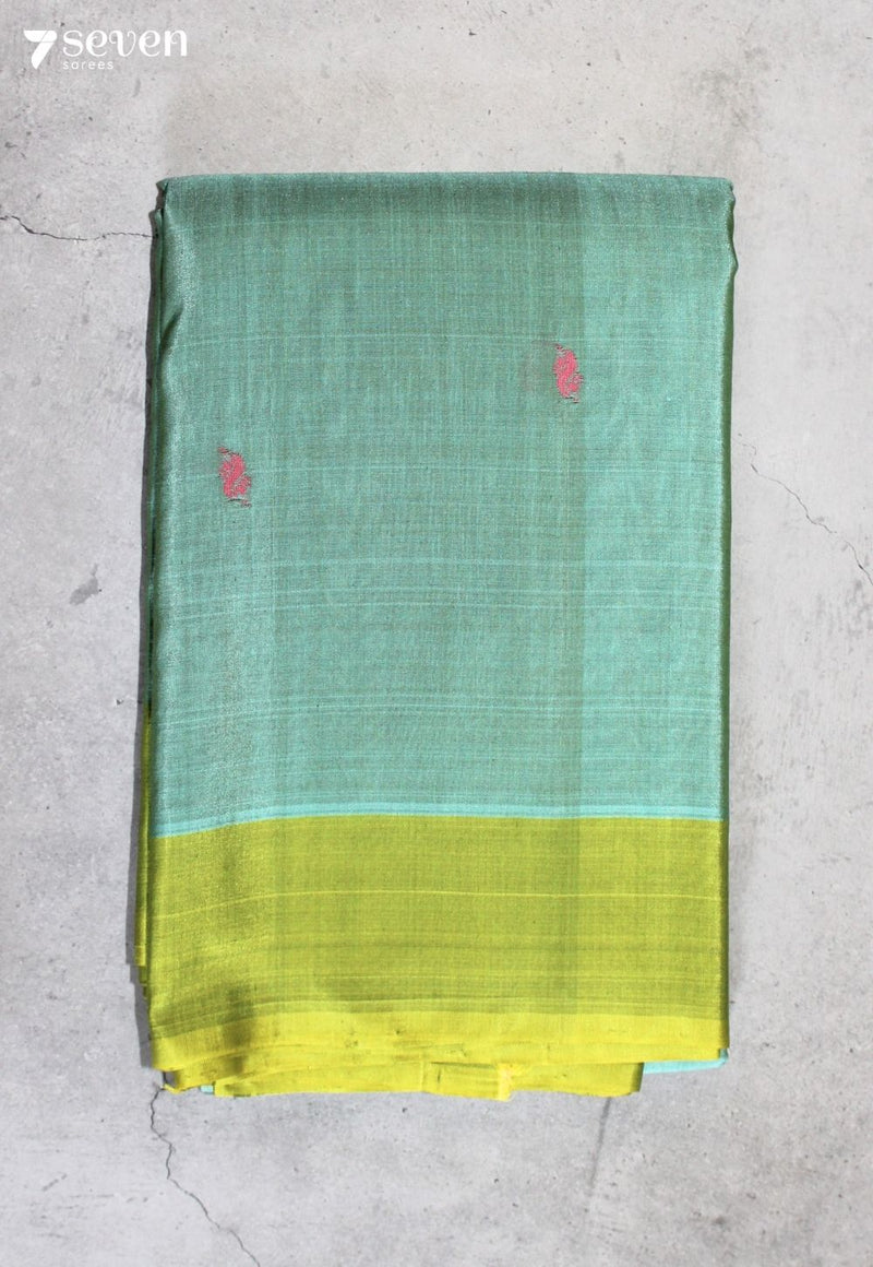 Maithravi Signature Seven Handloom Blue Bangalore Pure Silk Cotton Saree - Seven Sarees - Saree - Seven Sarees
