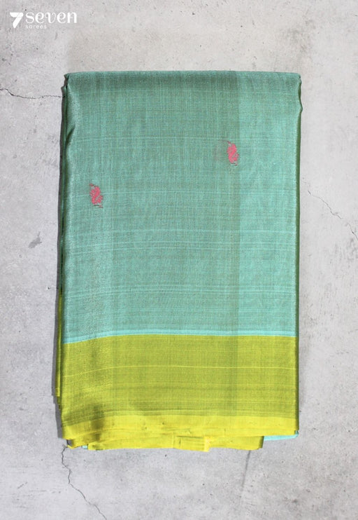 Maithravi Signature Seven Handloom Blue Bangalore Pure Silk Cotton Saree - Seven Sarees - Saree - Seven Sarees