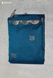 Maithraya Signature Seven Handloom Blue Bangalore Pure Cotton Saree - Seven Sarees - Saree - Seven Sarees