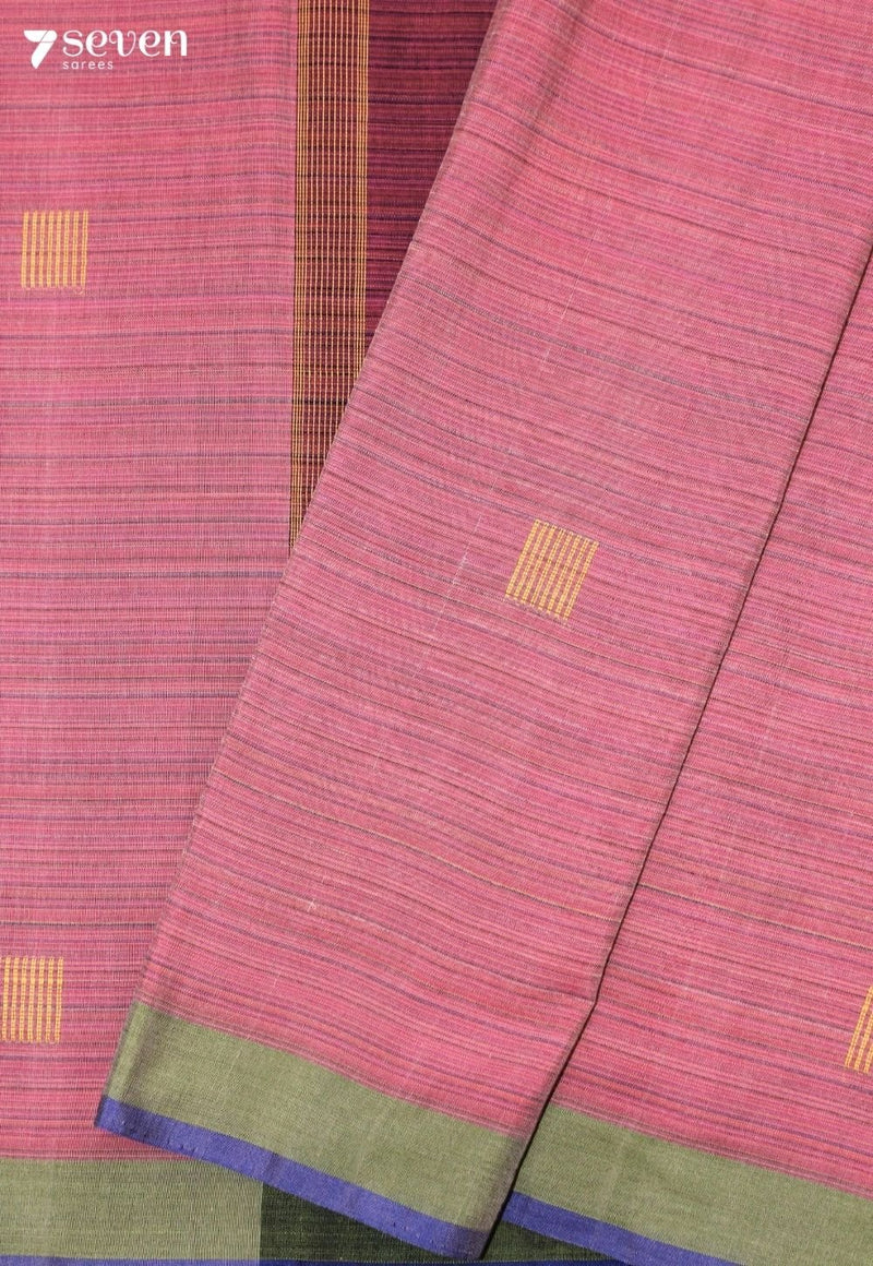 Maithrini Signature Seven Handloom Pink Bangalore Pure Cotton Saree - Seven Sarees - Saree - Seven Sarees