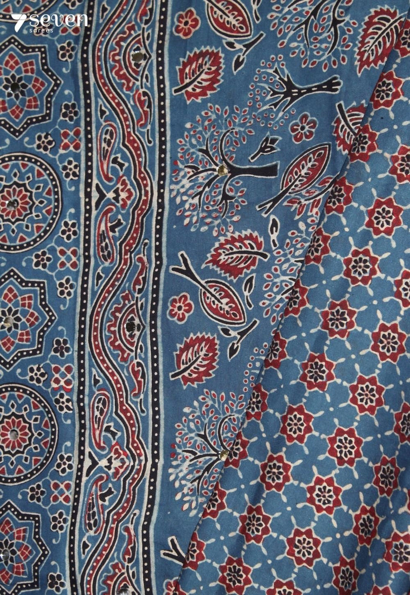 Malavika Kutch Blue Pure Handmade Ajrakh Modal with Handpasted Mirrors - view 3
