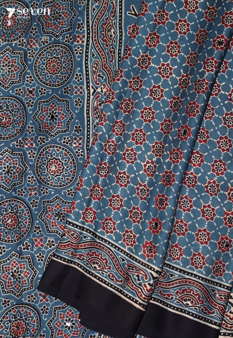 Malavika Kutch Blue Pure Handmade Ajrakh Modal with Handpasted Mirrors - view 5