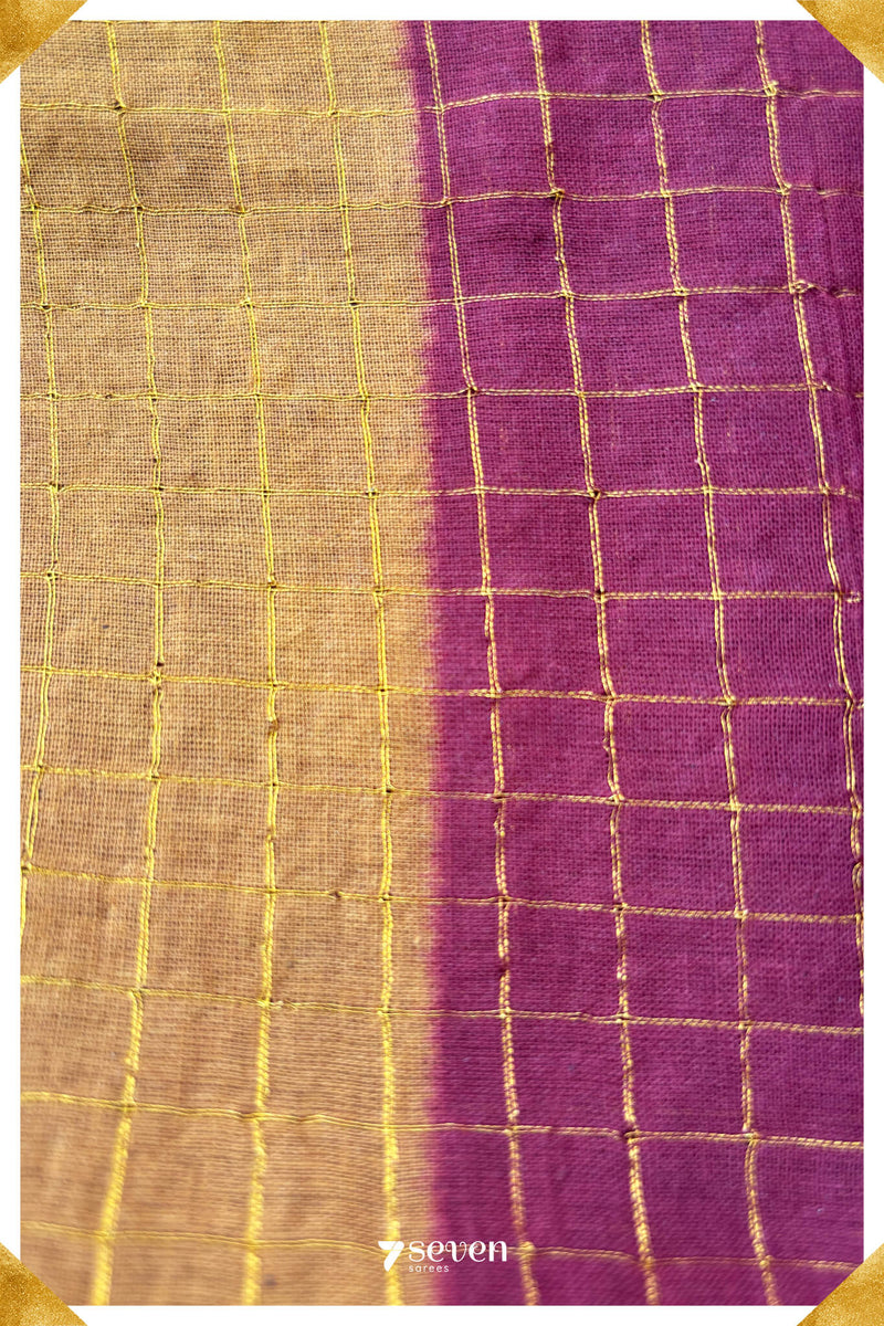 Malligai Madurai Maroon Handmade Pure Cotton Sungudi Checks Saree - Seven Sarees - Saree - Seven Sarees