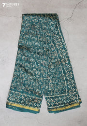 Malrini Jaipur Blue Hand Block Printed Silk Cotton Saree - Seven Sarees - Saree - Seven Sarees