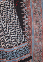Malvini Kutch Blue Pure Handmade Ajrakh 100% Cotton Saree - Seven Sarees - Saree - Seven Sarees