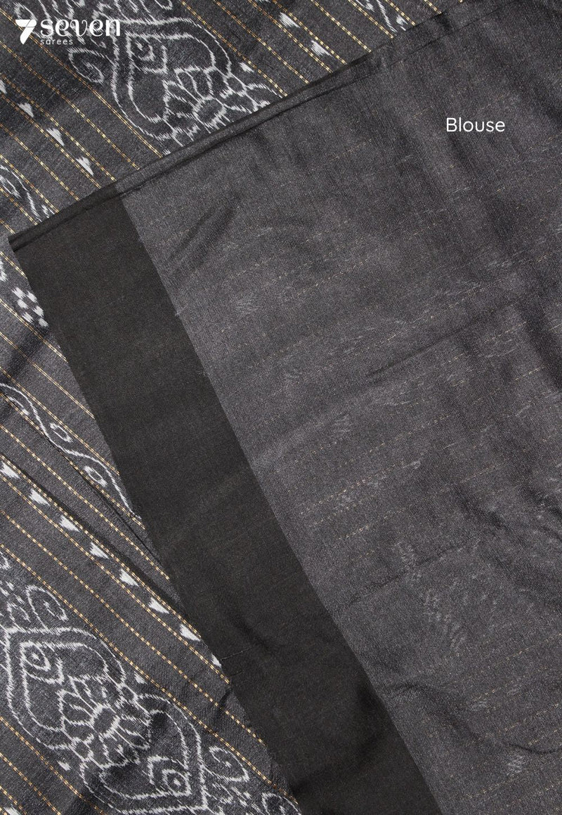Manasija Handloom Red Pure Tussar Silk Saree with Cotton Ikkat Pallu - Seven Sarees - Saree - Seven Sarees