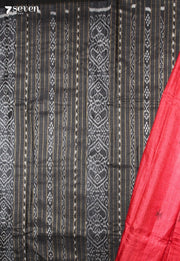 Manasija Handloom Red Pure Tussar Silk Saree with Cotton Ikkat Pallu - Seven Sarees - Saree - Seven Sarees