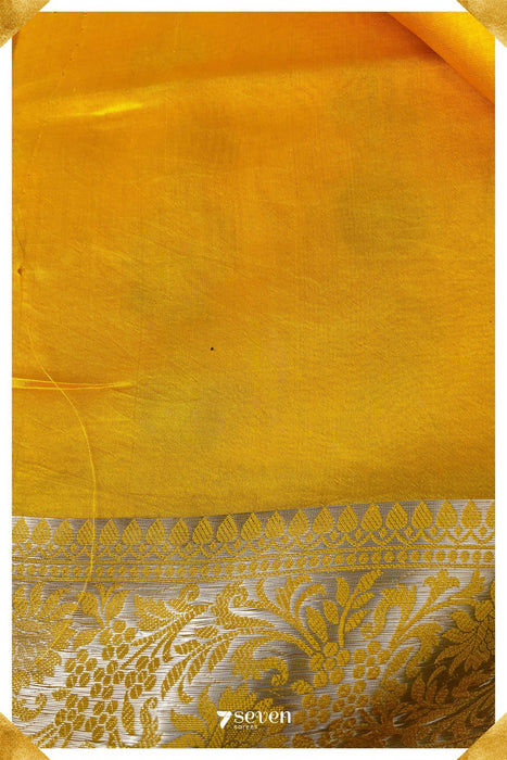 Mandakini Benares Yellow Pure Silk Saree | Silk Mark Certified - Seven Sarees - Saree - Seven Sarees